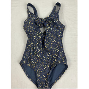Girl's Art Class Cut Out Bathing Suit Navy W/ Gold Stars & Moon Size Small 6/6x
